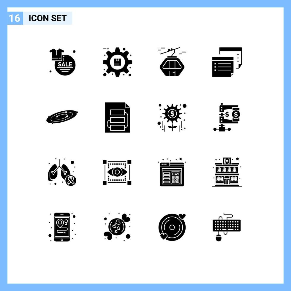 16 Universal Solid Glyph Signs Symbols of paper note preferences scandinavia canada Editable Vector Design Elements