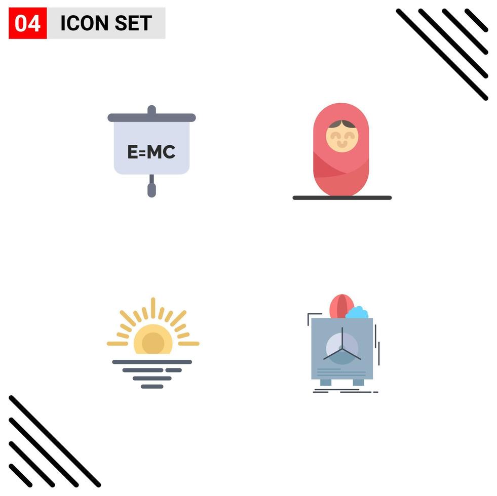 Group of 4 Modern Flat Icons Set for formula weather school girl fragile Editable Vector Design Elements