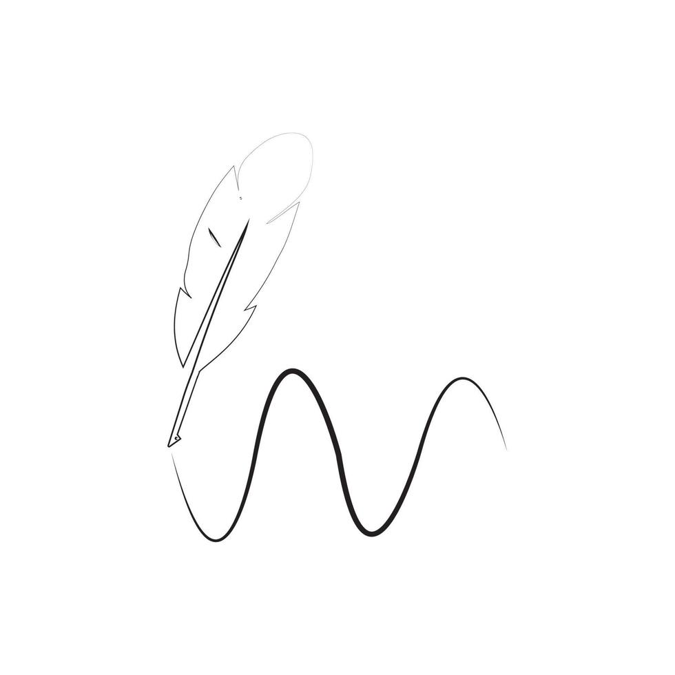 feather quill pen icon vector