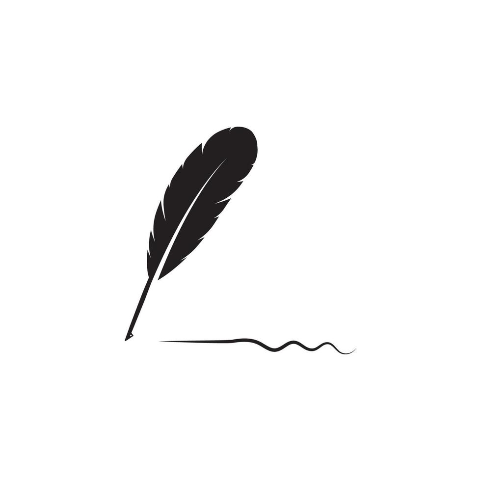feather quill pen icon vector