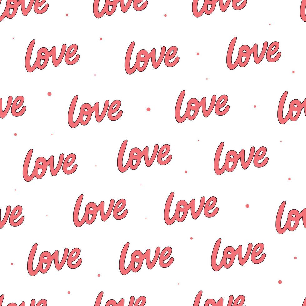 Seamless pattern for Valentine's day with lettering quote 'Love'. Wrapping paper, scrapbooking, stationary, wallpaper, backgrounds, etc. EPS 10 vector