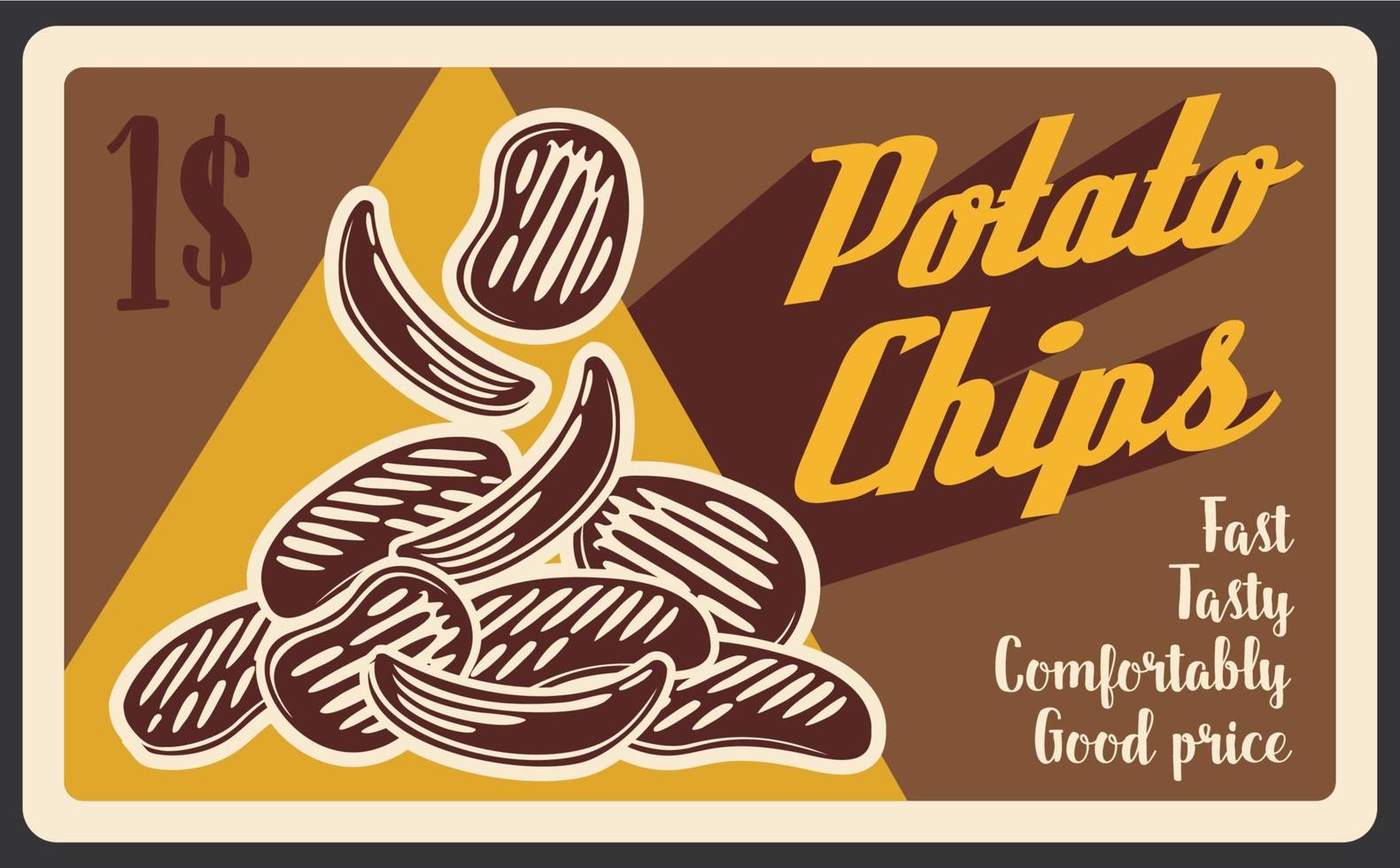 Potato chips fast food, vector