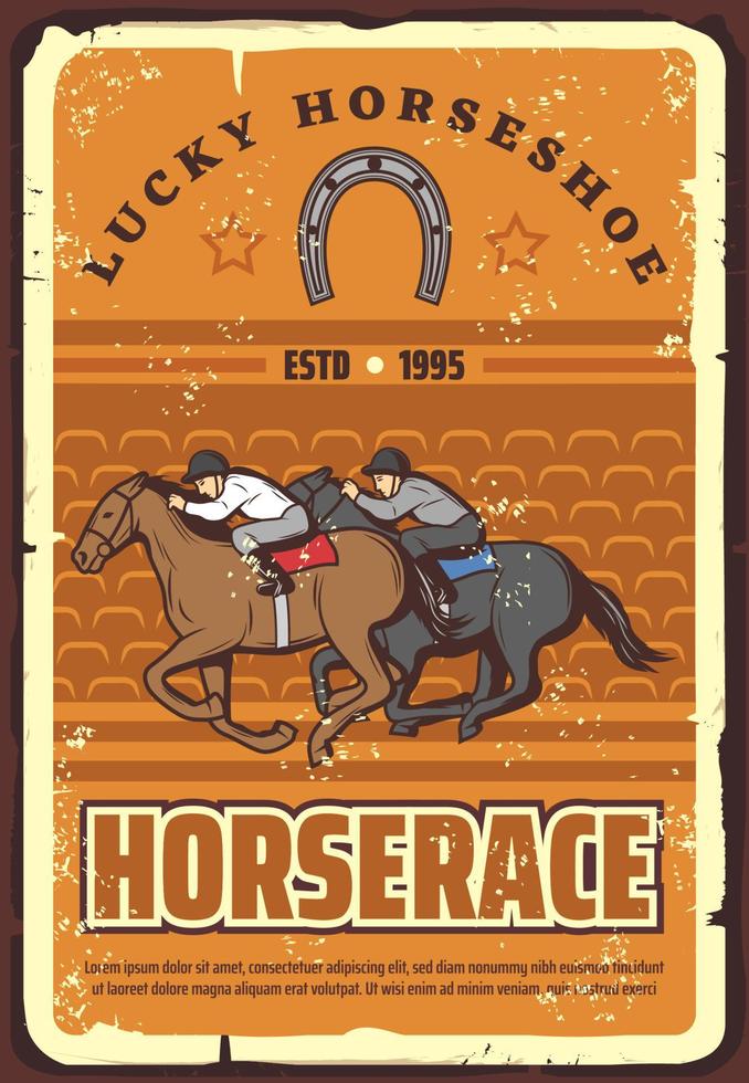 Horserace and equestrian sport, retro vector