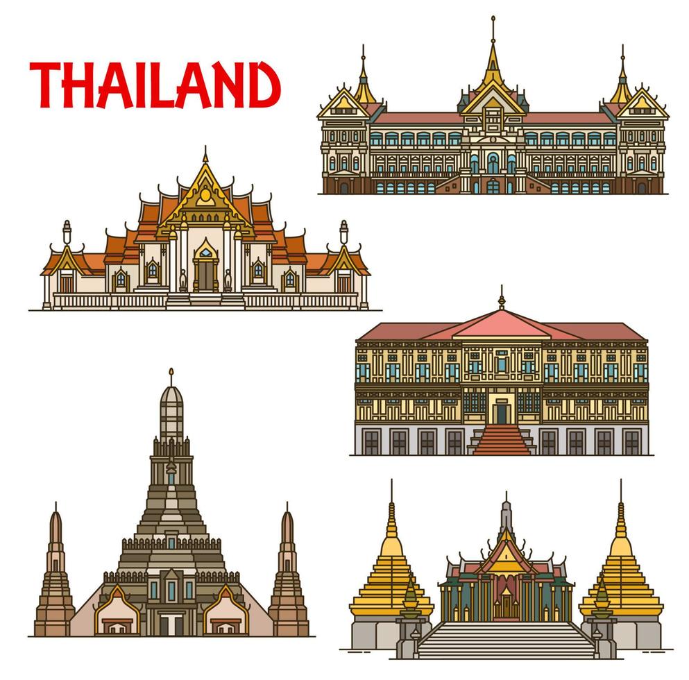 Thai travel landmark of Bangkok architecture vector