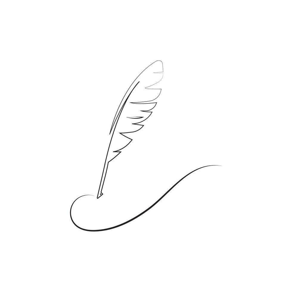 feather quill pen icon vector