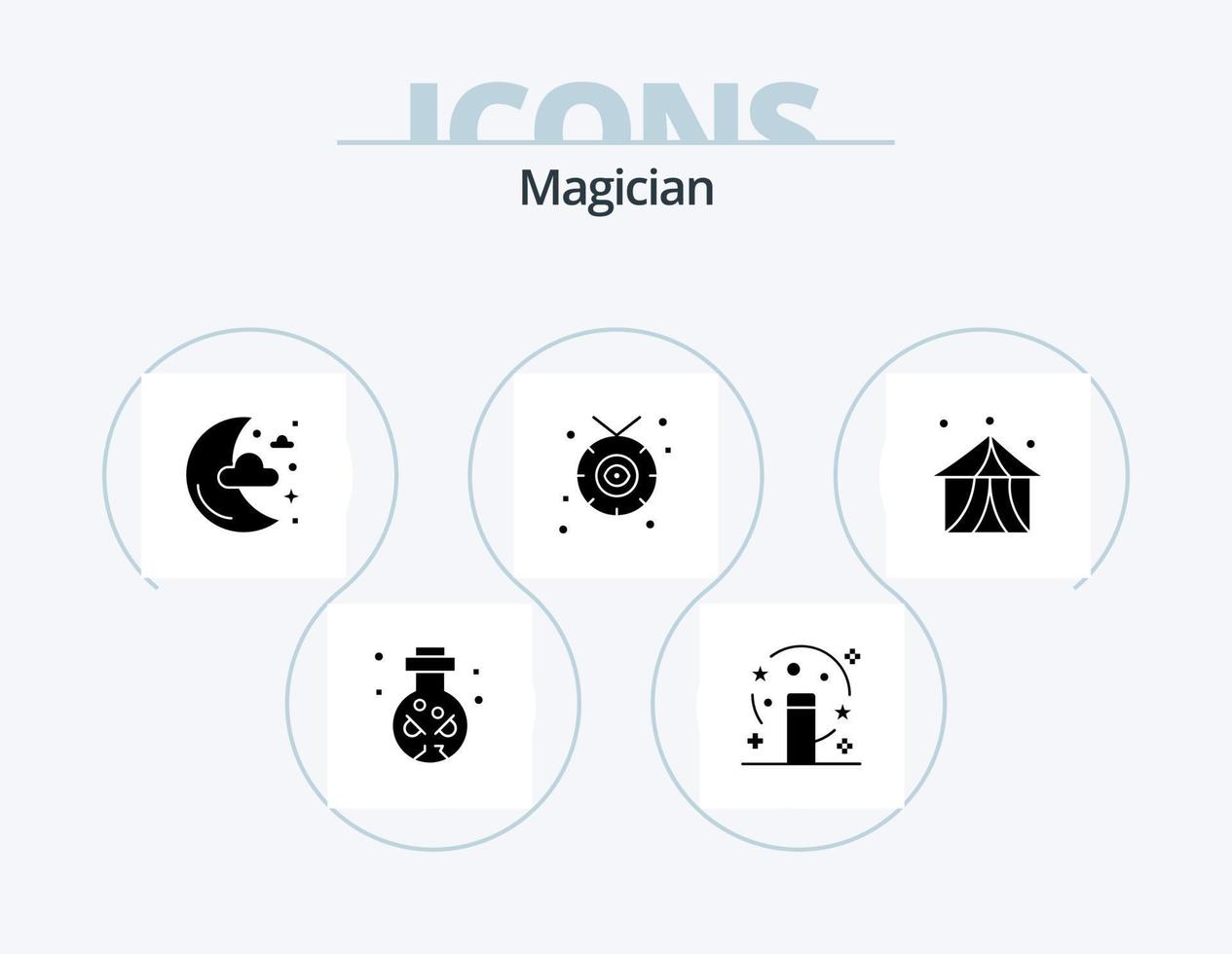 Magician Glyph Icon Pack 5 Icon Design. entertainment. western. half. necklace. accessories vector