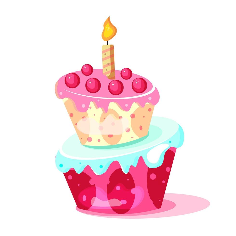 pastel de cumpleaños con velas. elementos de la fiesta de cumpleaños. decorar pastel de cumpleaños. ilustración vectorial vector