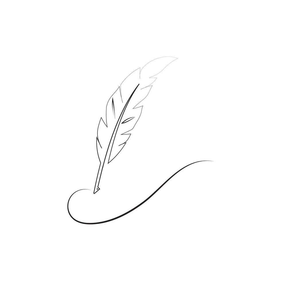 feather quill pen icon vector