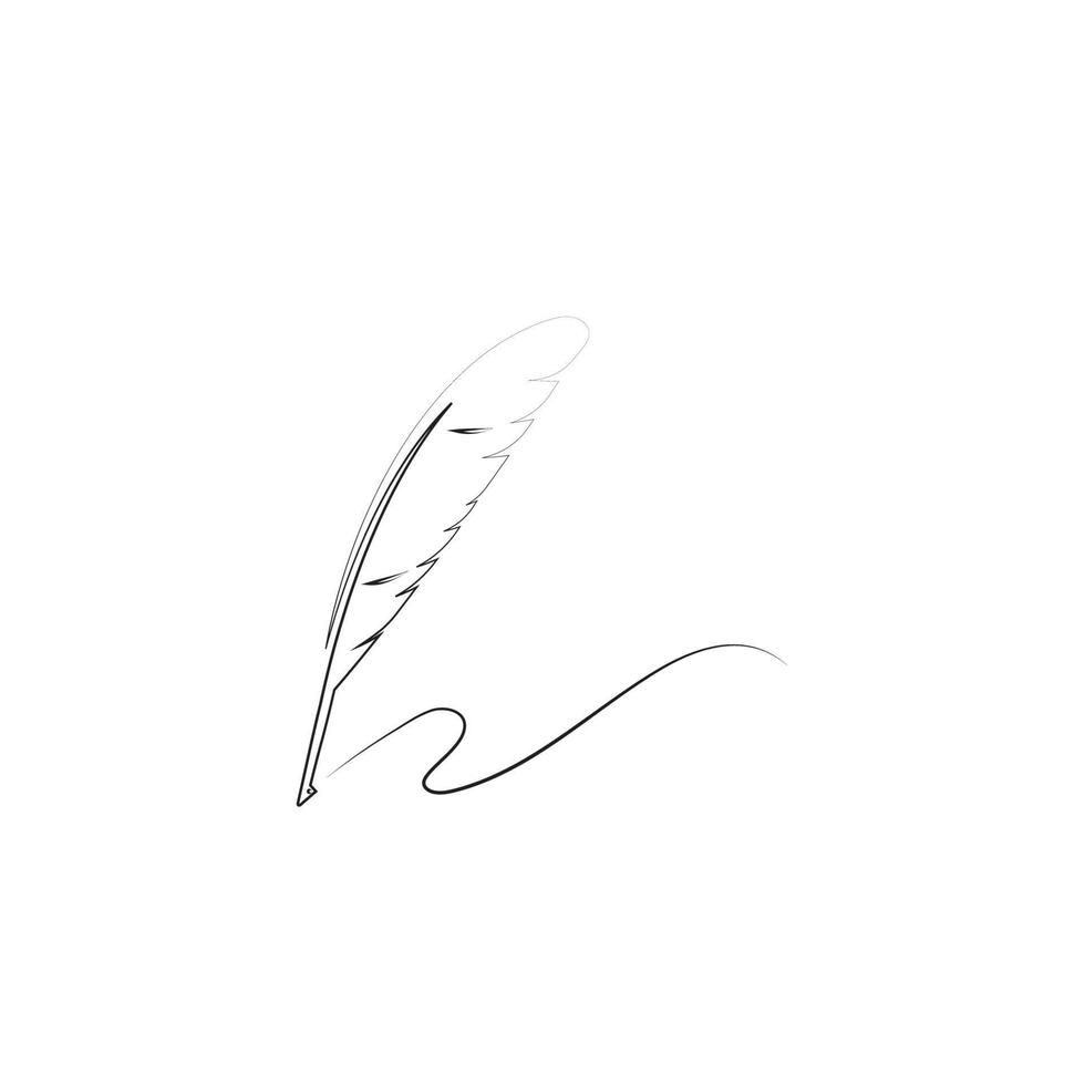 feather quill pen icon vector