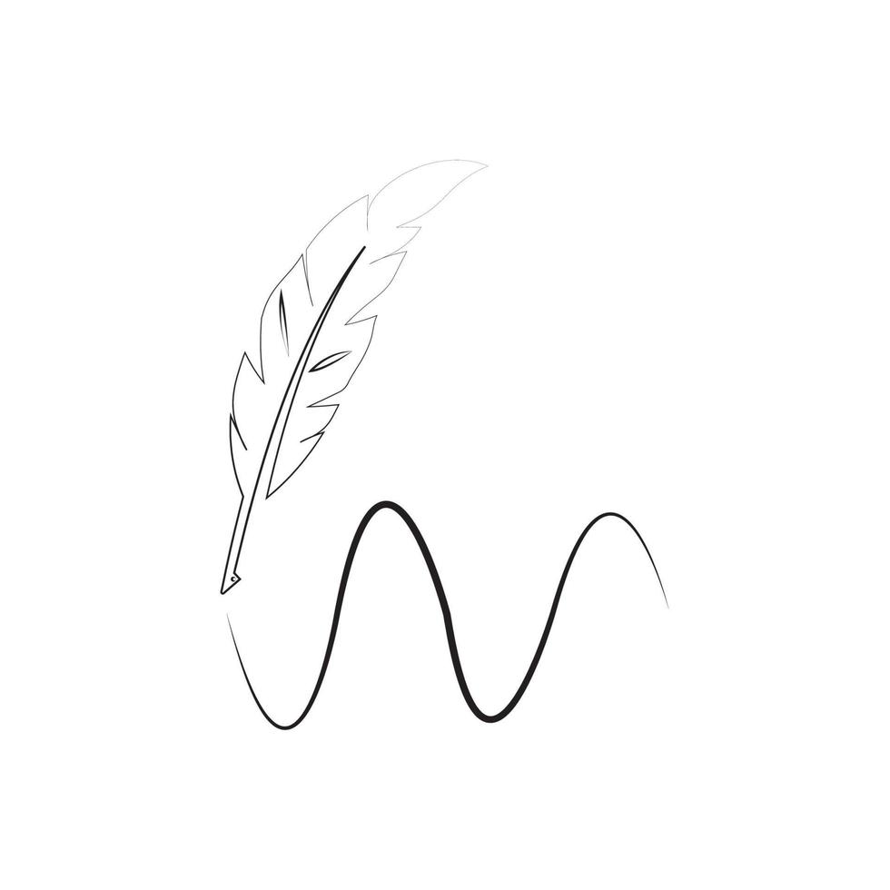 feather quill pen icon vector