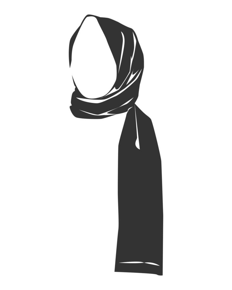 silueta de hiyab. en blanco y negro. ropa de mujer musulmana. ilustración vectorial vector