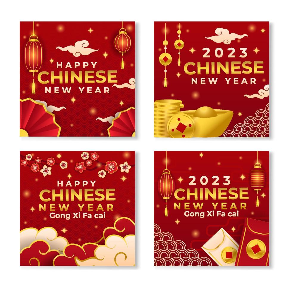 Chinese New Year Social Media Template vector