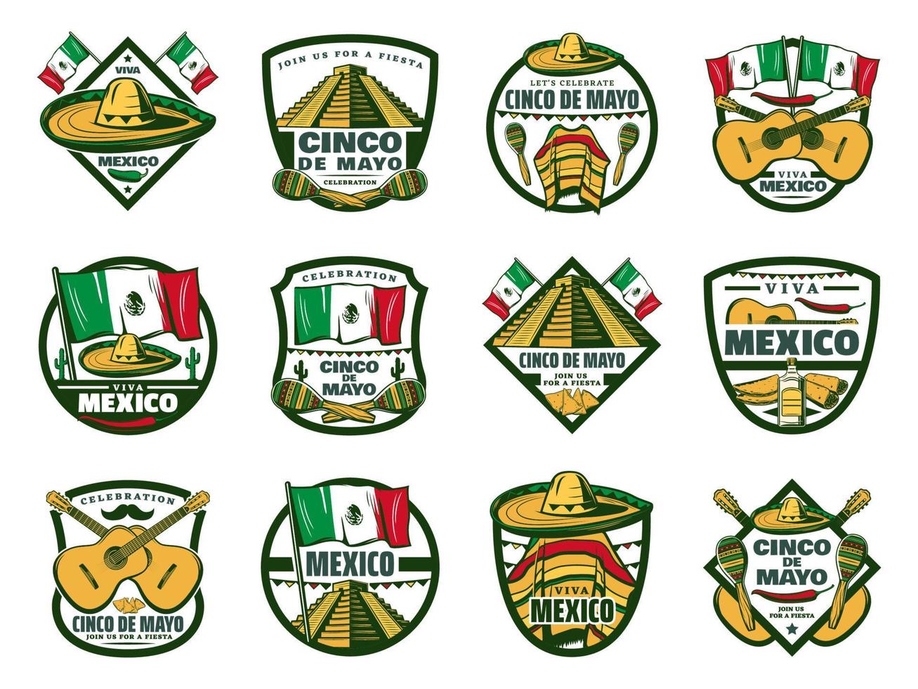 etiqueta festiva del cinco de mayo para la fiesta mexicana vector
