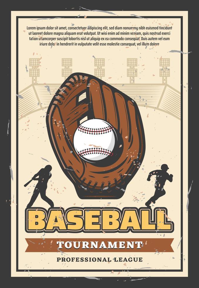 cartel del torneo profesional de la liga de béisbol vector