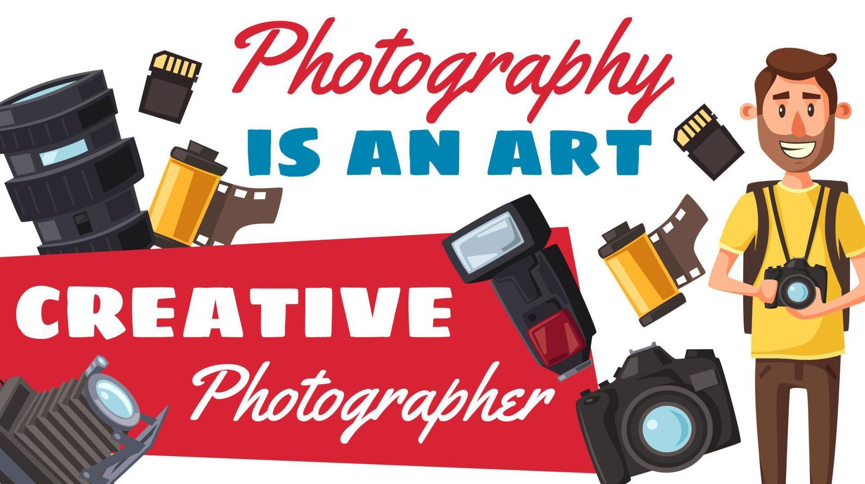 Photographer profession and photo equipment vector