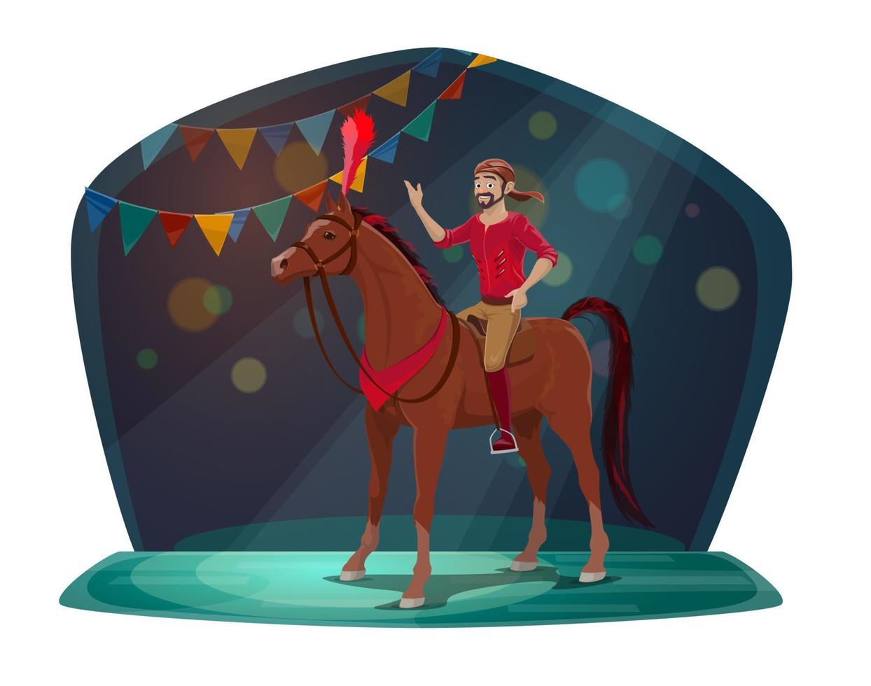 Circus show, horse and acrobat or equestrian vector