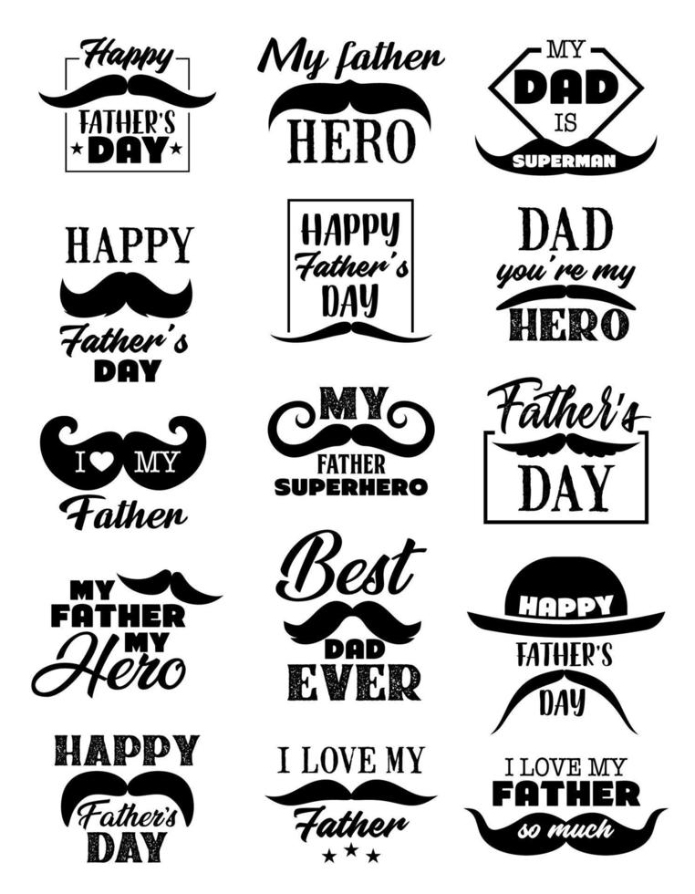 Vector Fathers day holiday icons, lettering