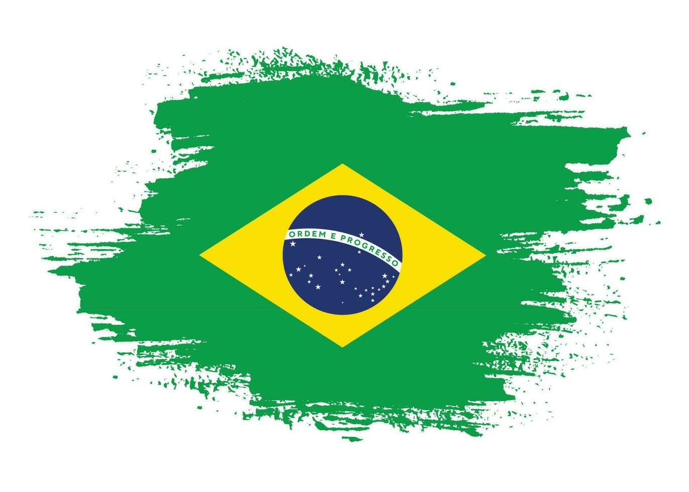 Brazil flag vector with brush stroke illustration