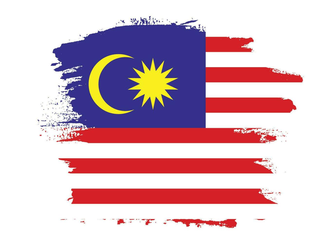 Paint brush stroke Malaysia flag vector for free download