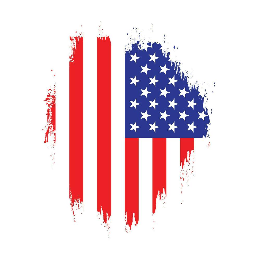 Flat grunge texture abstract USA flag vector