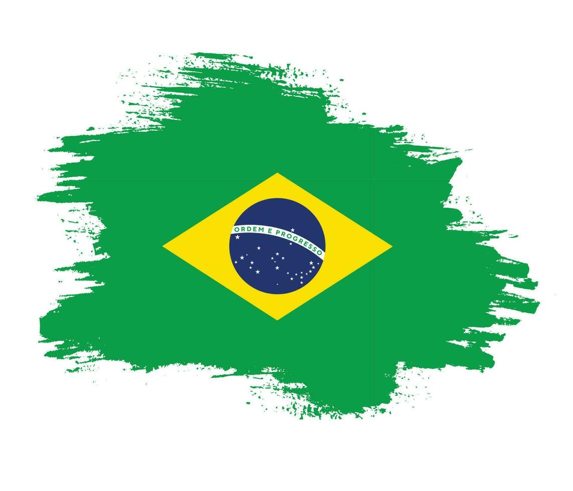 Stripe brush stroke Brazil flag vector