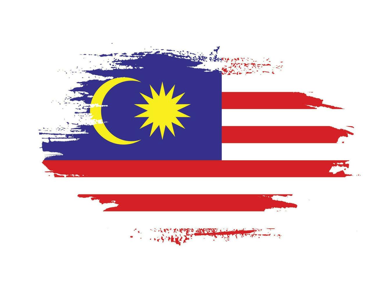 Vintage style hand paint Malaysia flag vector