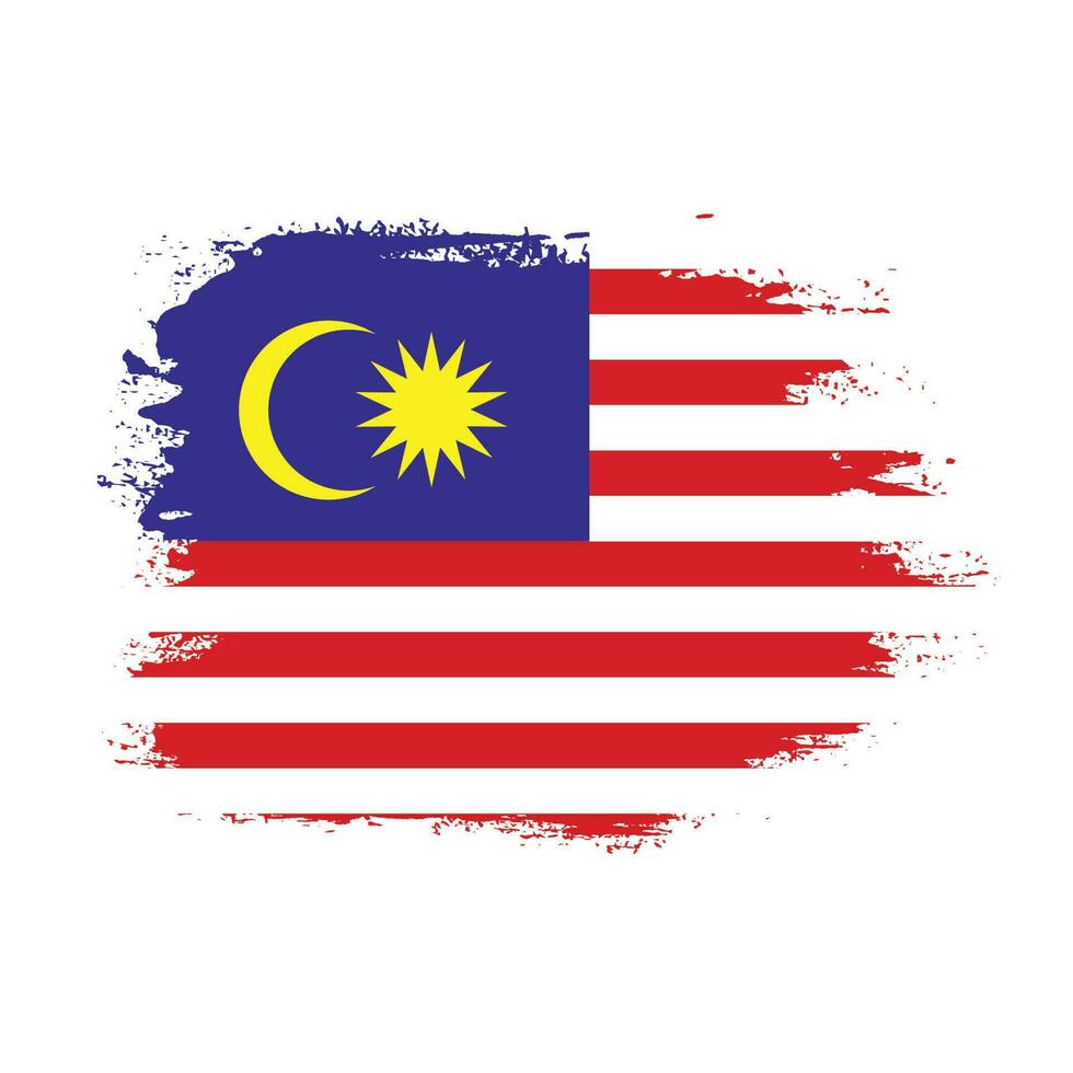 Paint grunge brush stroke Malaysia flag vector