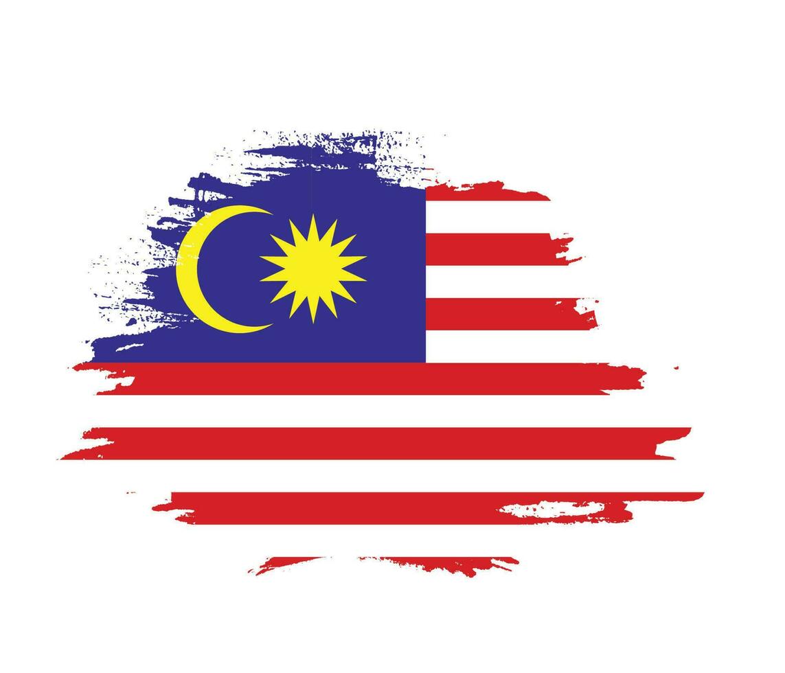Dirty brush stroke Malaysia flag vector