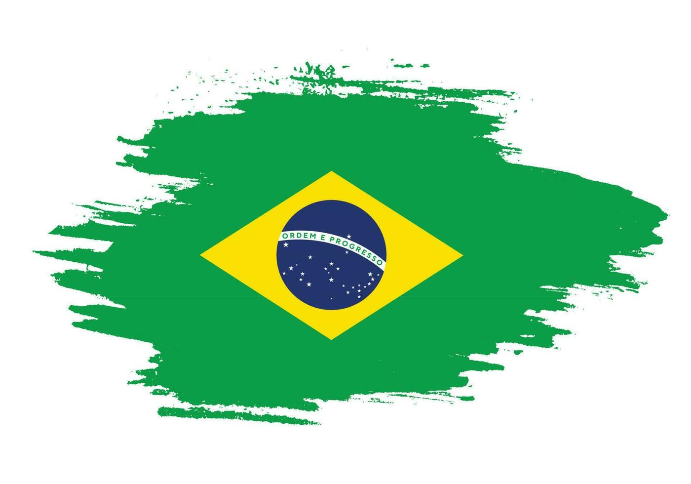 Thick brush stroke Brazil flag vector