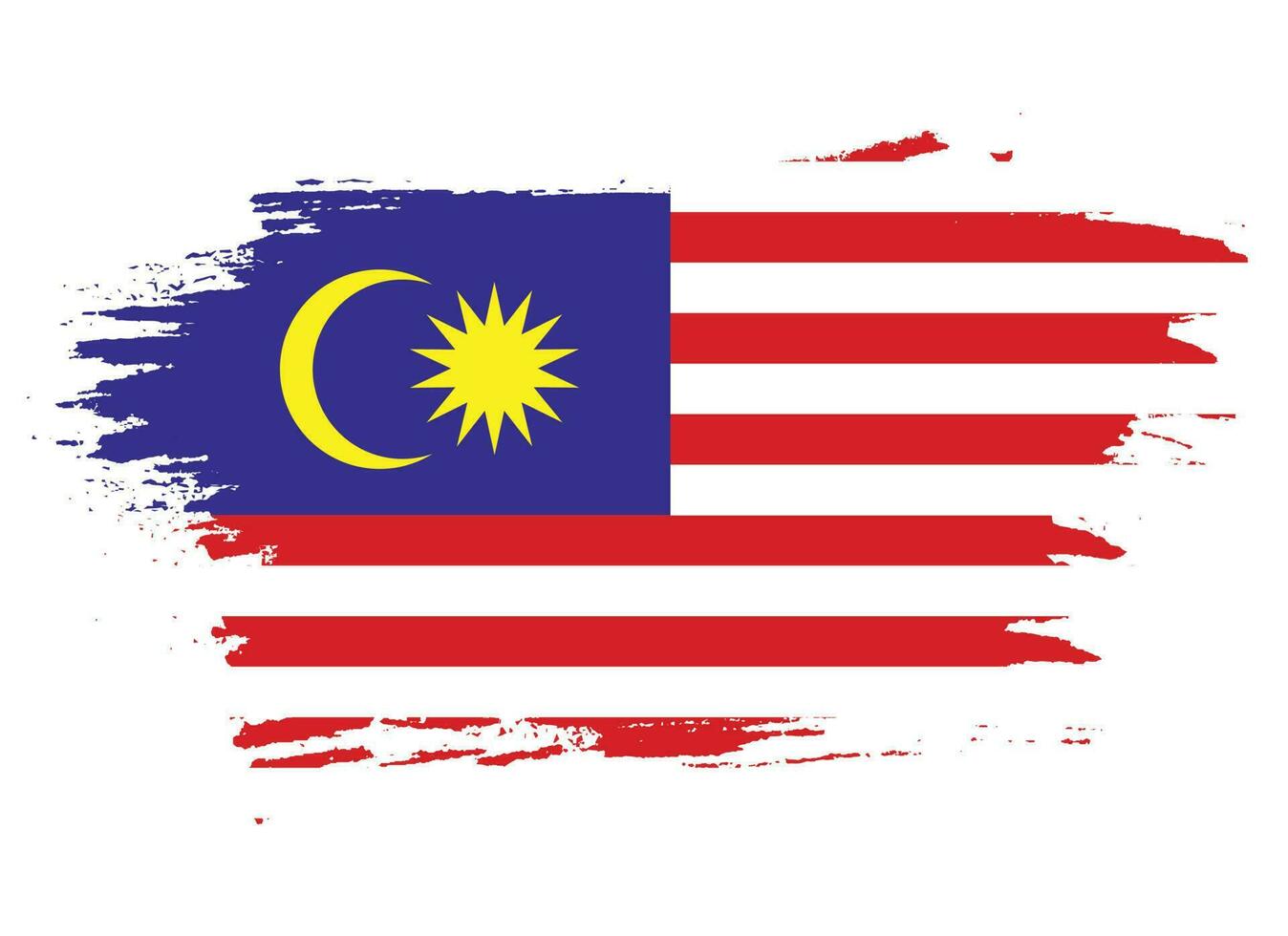 nuevo vector de bandera de grunge de pintura de mano de malasia