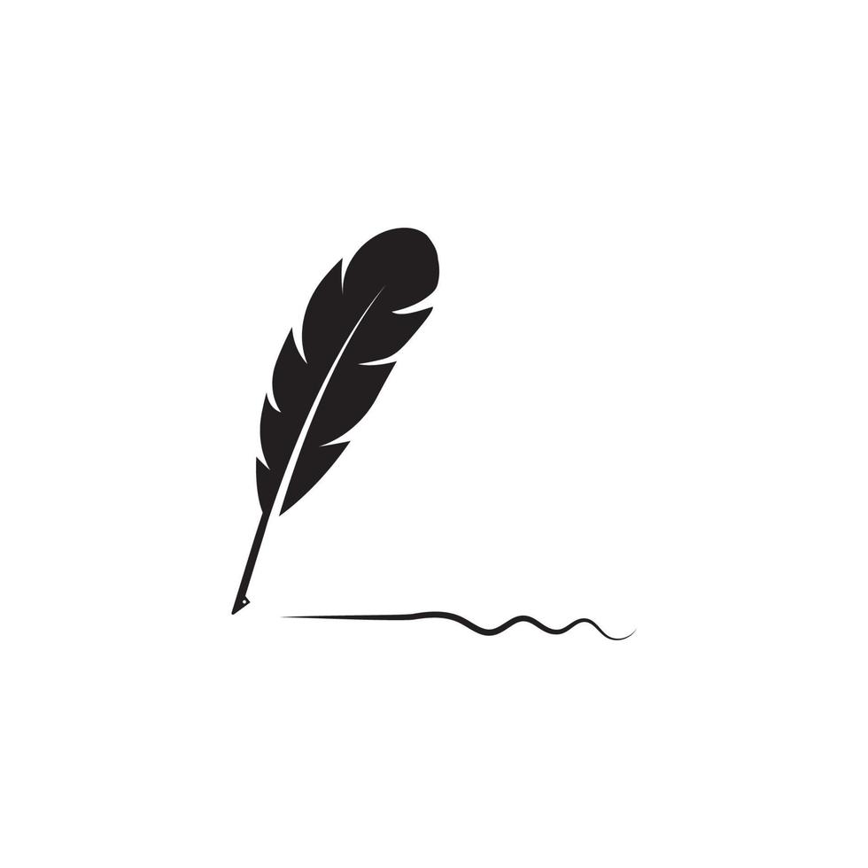 feather quill pen icon vector