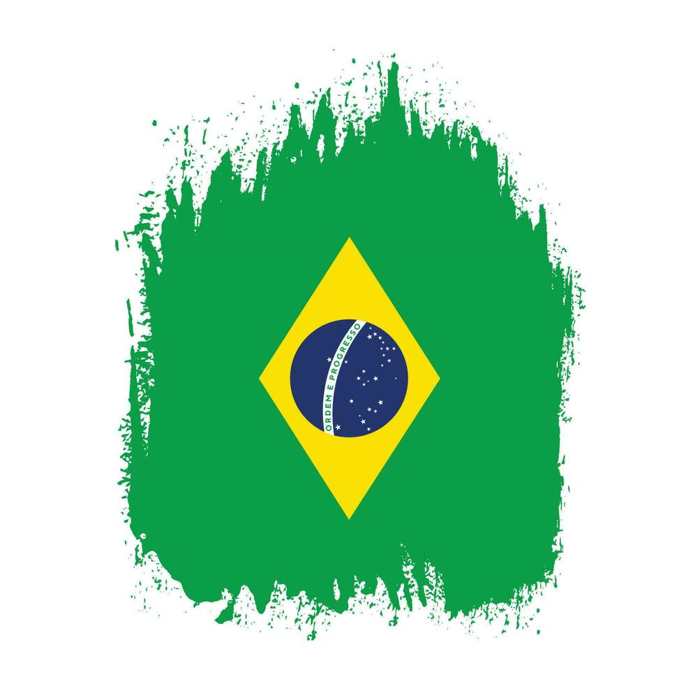 Ink paint brush stroke frame Brazil flag vector