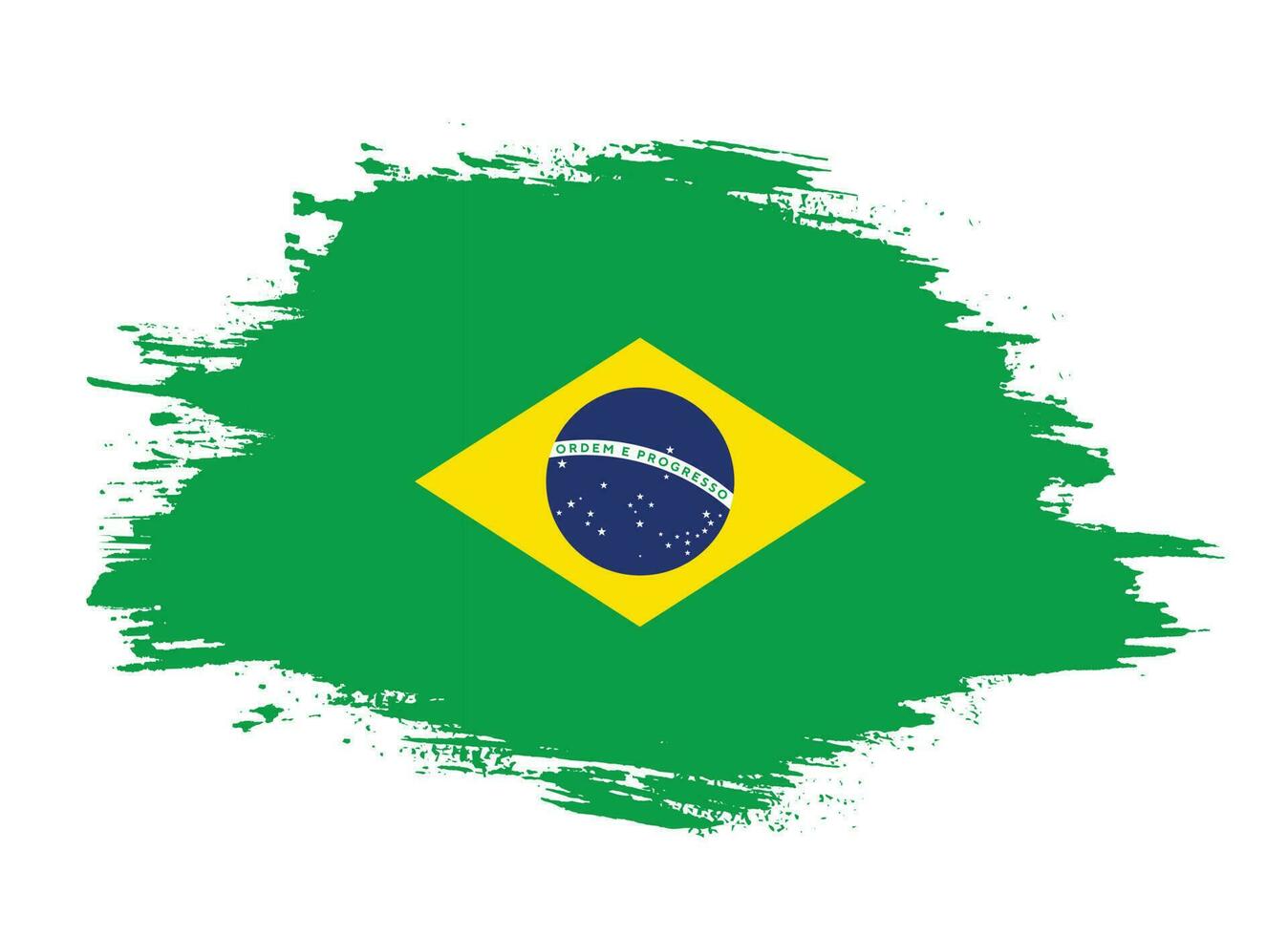 Grunge paint brush stroke Brazil flag vector