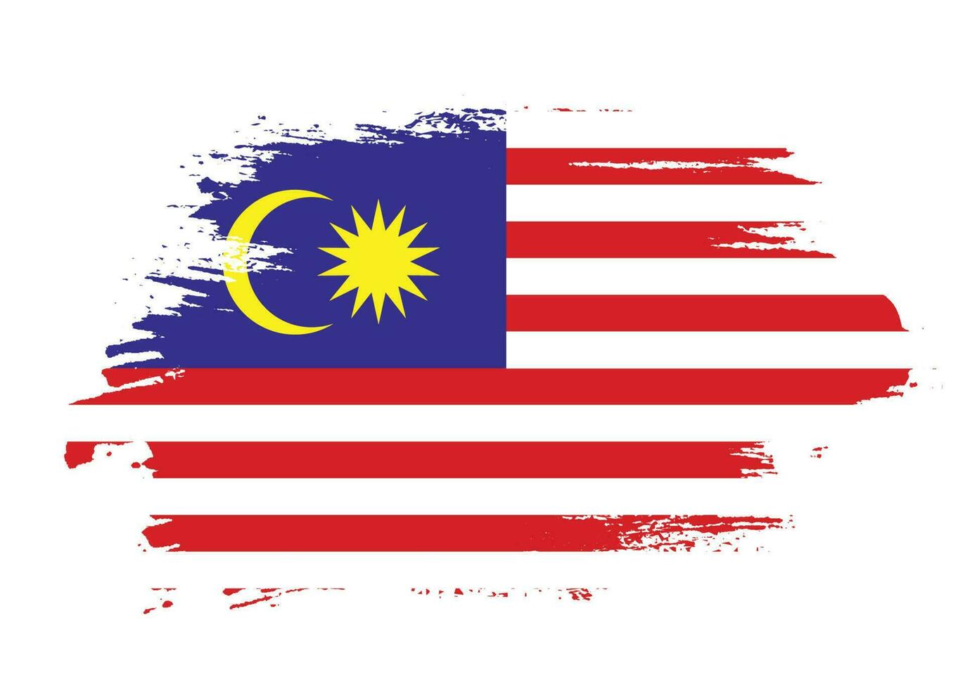 Stripe brush stroke Malaysia flag vector