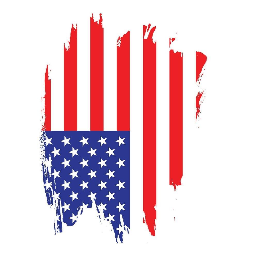 Hand drawing brush stroke USA flag vector