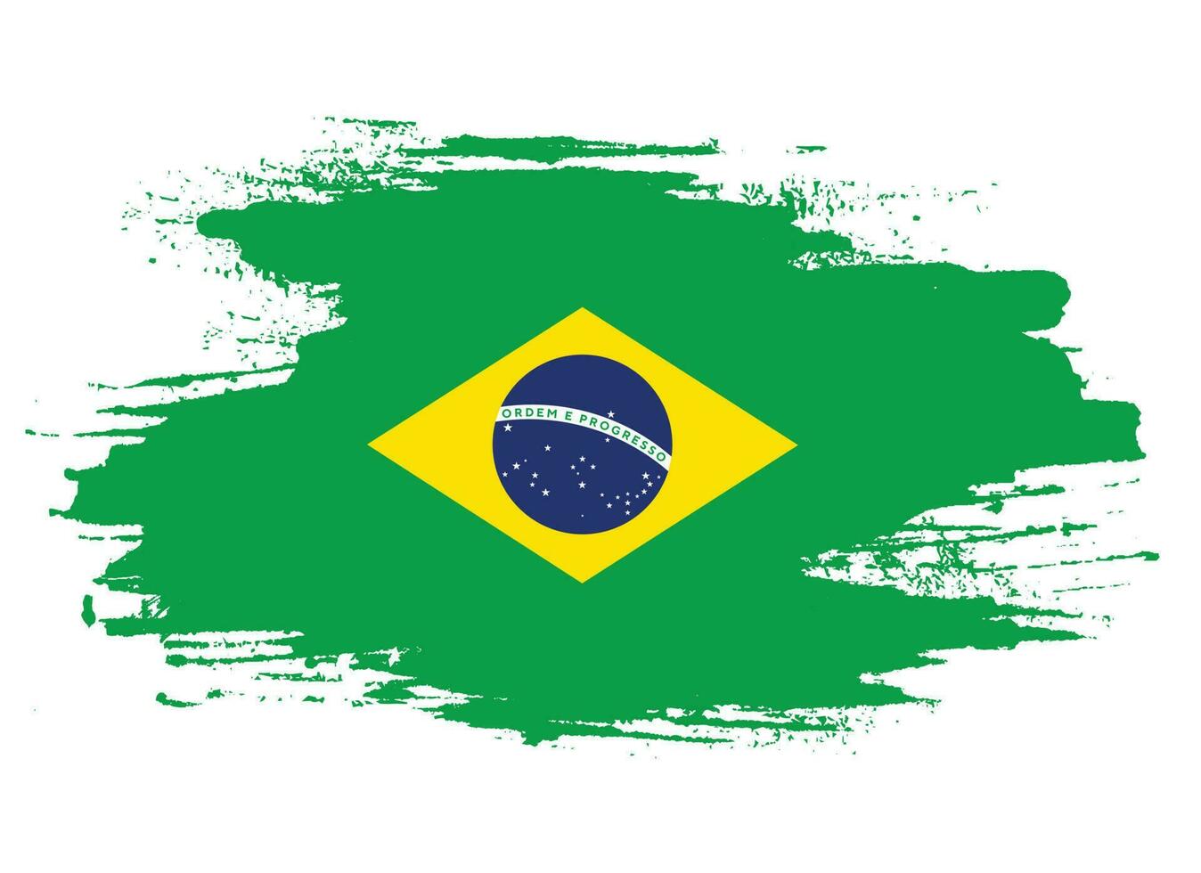 Hand drawing brush stroke Brazil flag vector