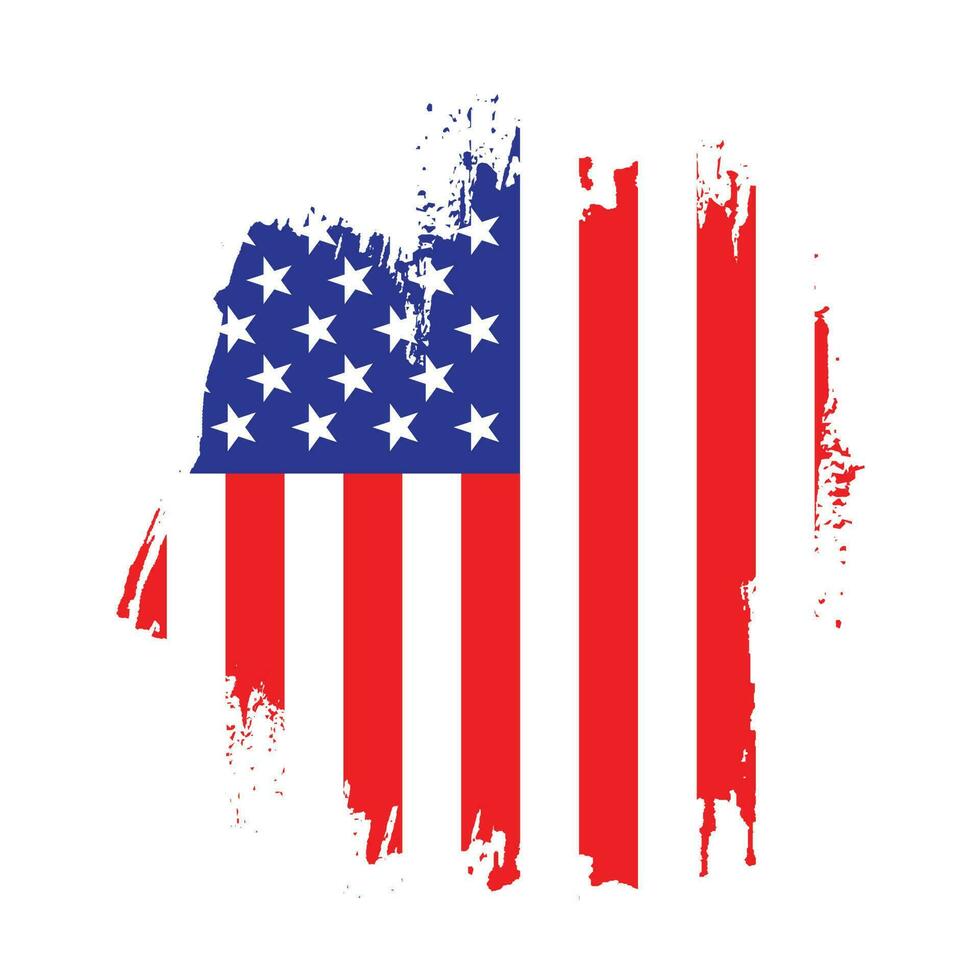 Hand drawing brush stroke USA flag vector