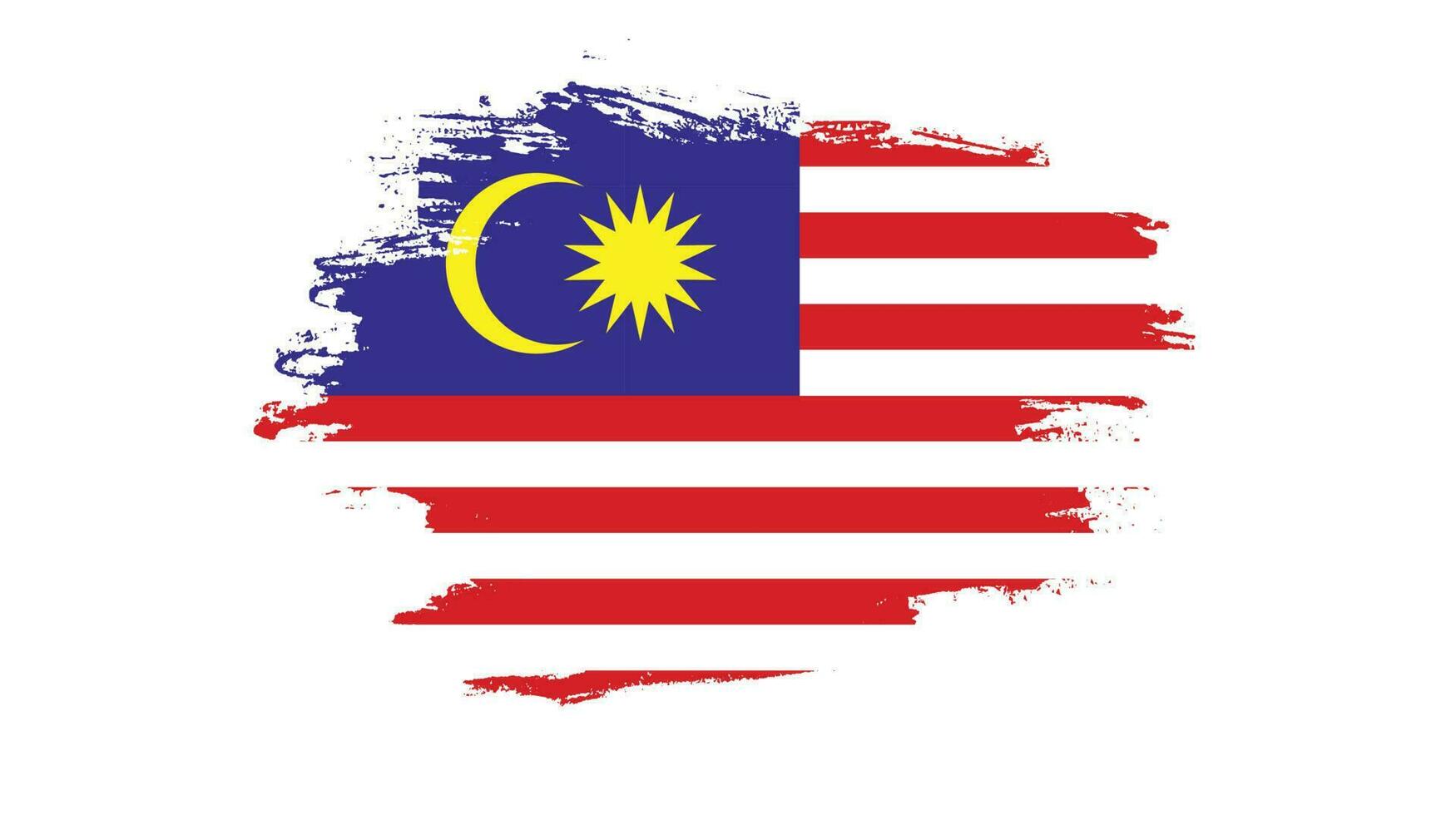 Paint brush stroke clipart Malaysia flag vector