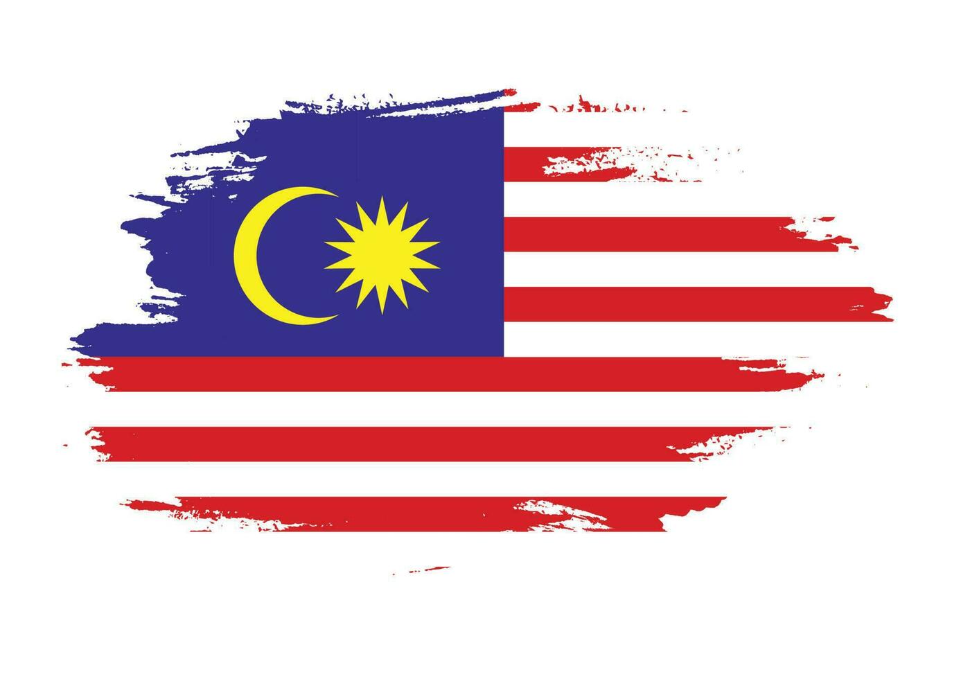 Hand drawn grunge brush stroke Malaysia flag vector