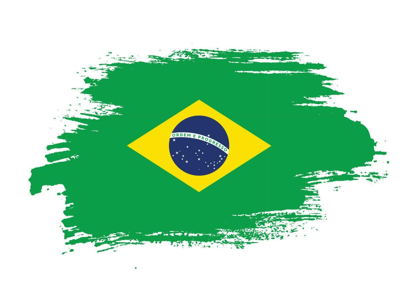 Stripe brush stroke Brazil flag vector