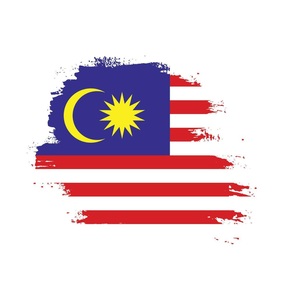 Paint ink brush stroke Malaysia flag vector