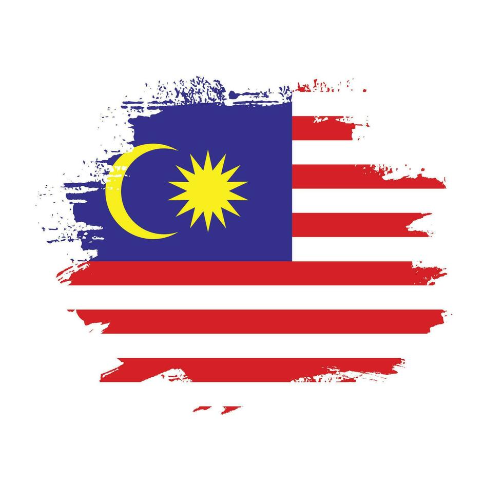 Brush stroke hand drawn vector Malaysia flag