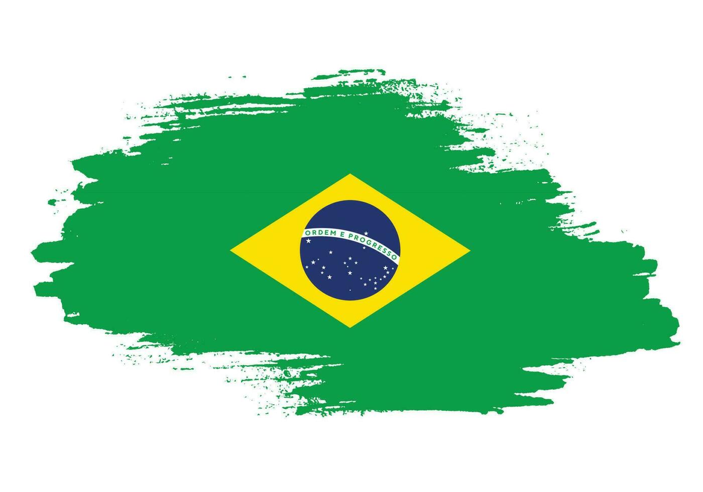 Vector paint brush stroke Brazil flag