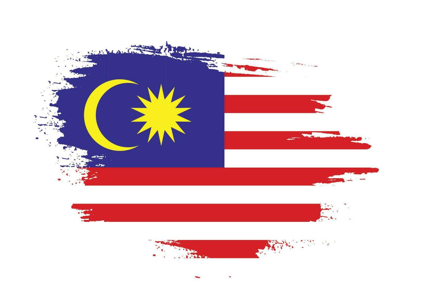 Brush stroke hand drawn vector Malaysia flag