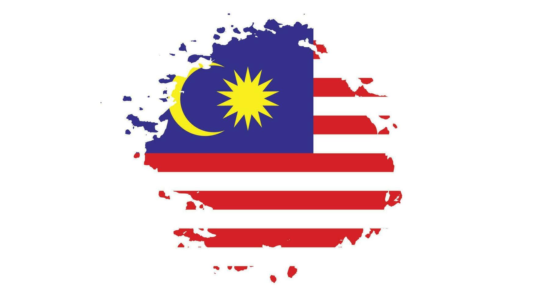 Flat grunge texture vintage Malaysia flag vector