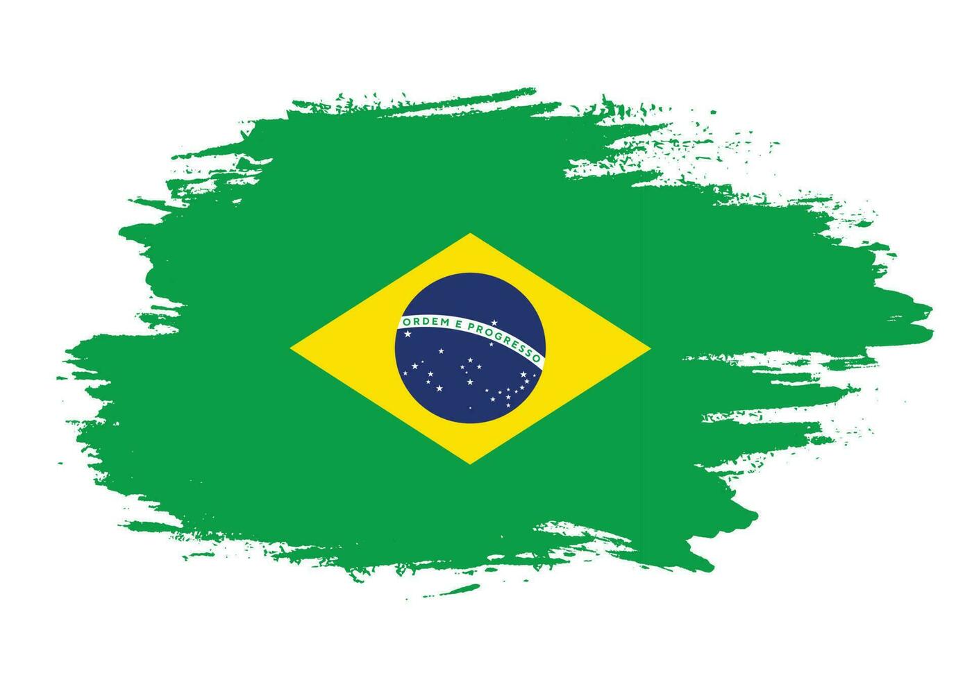 Paint brush stroke clipart Brazil flag vector