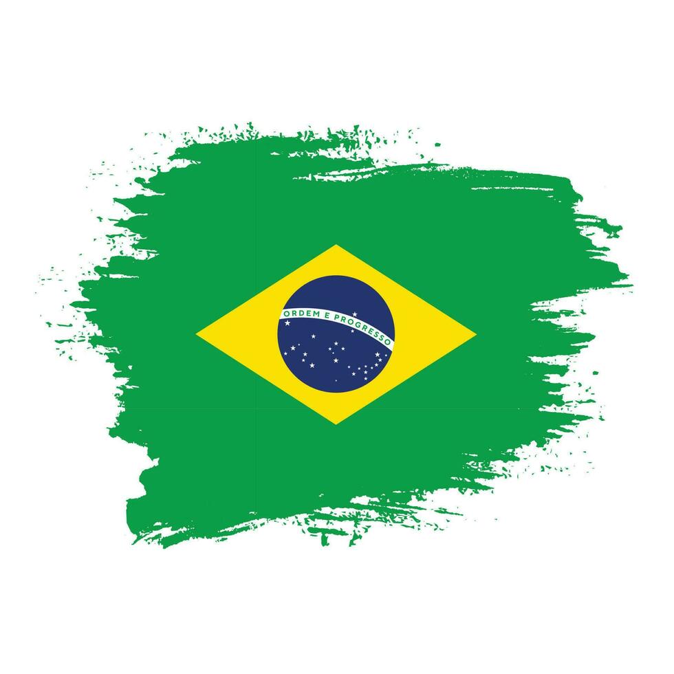 Hand paint Brazil grunge flag vector