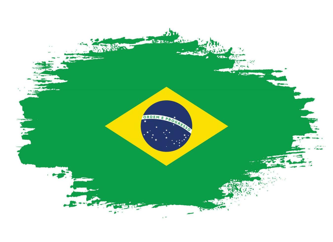 Paint brush stroke clipart Brazil flag vector