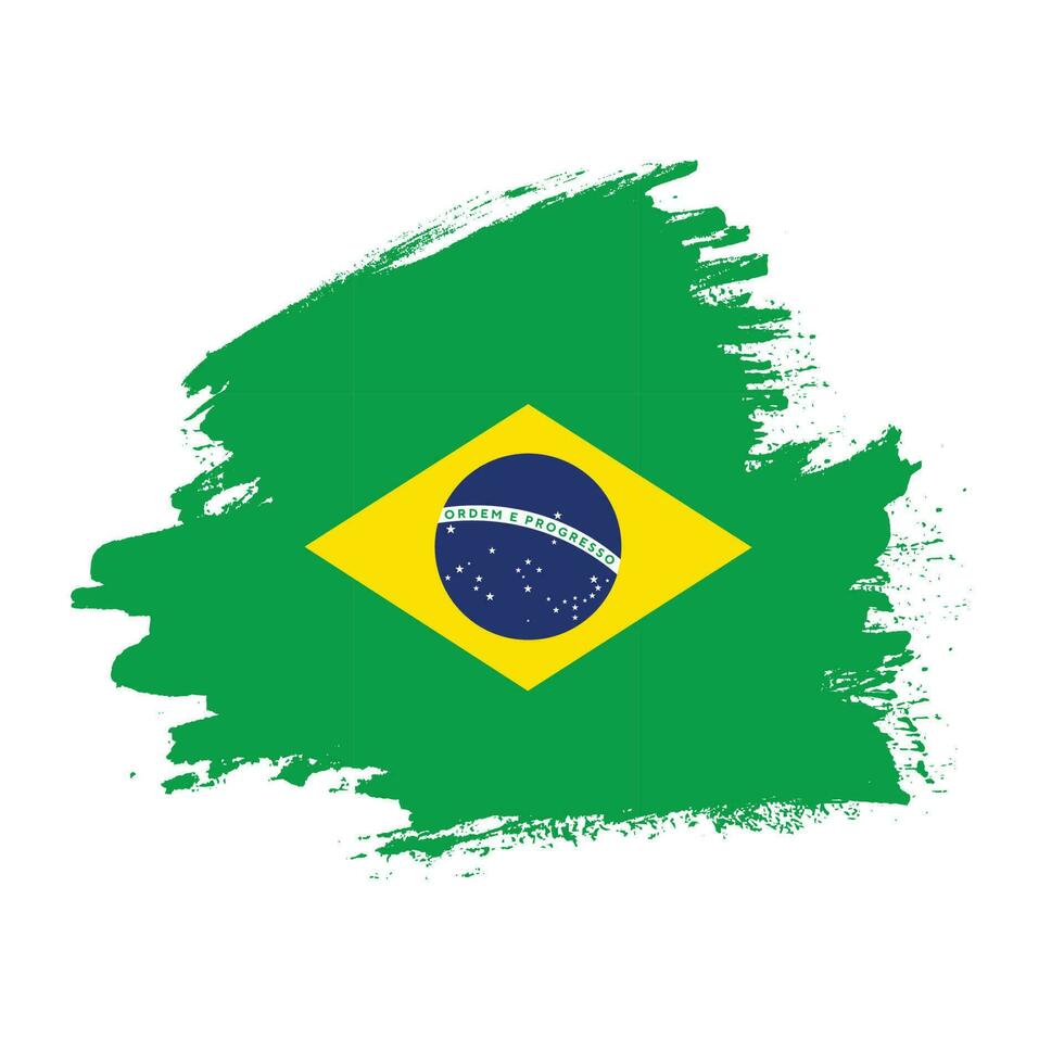 Paint brush stroke grunge texture Brazil flag vector
