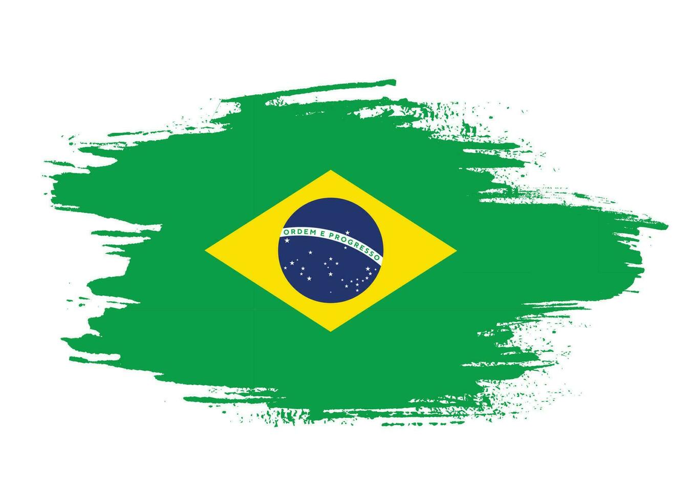 Splatter brush stroke Brazil flag vector